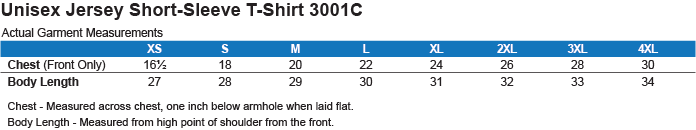 3001c Size Guide