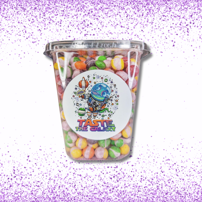 Freeze Dried Skittles With Purple Edible Glitter