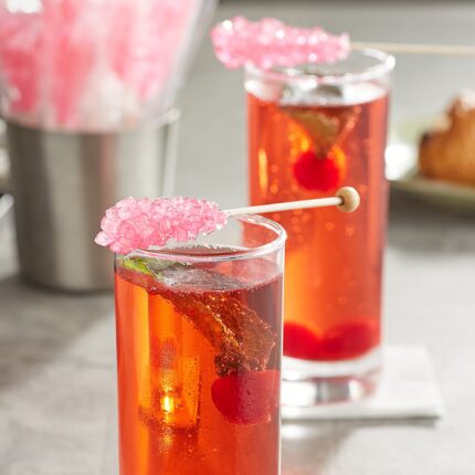 Pink Cherry Wrapped Rock Candy Swizzle Stick